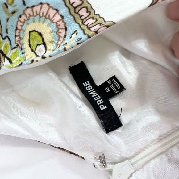 Premise Linen Blend Fit & Flare Dress Womens 10 Dream Paisley Sleeveless Zip - Picture 6 of 11